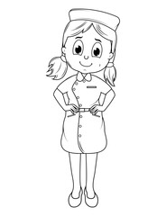 Coloring Little Nurse Cartoon