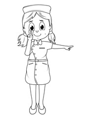 Coloring Little Nurse Cartoon