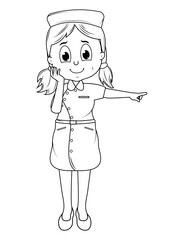 Coloring Little Nurse Cartoon