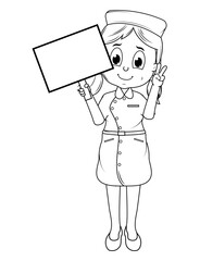 Coloring Little Nurse Cartoon