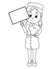 Coloring Little Nurse Cartoon