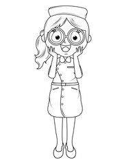 Coloring Little Nurse Cartoon