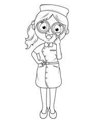 Coloring Little Nurse Cartoon