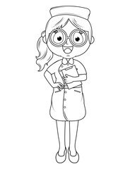 Coloring Little Nurse Cartoon