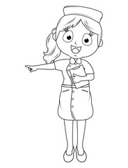 Coloring Little Nurse Cartoon
