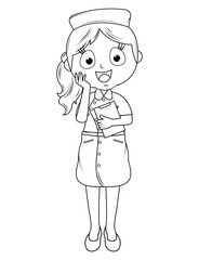 Coloring Little Nurse Cartoon