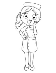 Coloring Little Nurse Cartoon