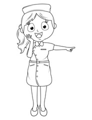 Coloring Little Nurse Cartoon