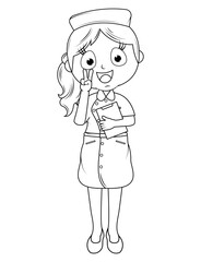 Coloring Little Nurse Cartoon