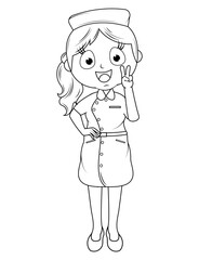 Coloring Little Nurse Cartoon