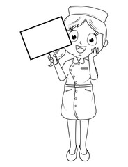 Coloring Little Nurse Cartoon