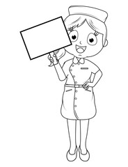 Coloring Little Nurse Cartoon