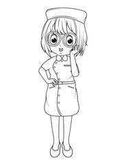 Coloring Little Nurse Cartoon