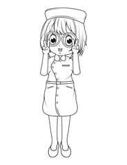 Coloring Little Nurse Cartoon