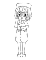 Coloring Little Nurse Cartoon