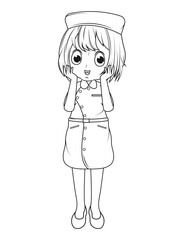 Coloring Little Nurse Cartoon