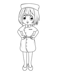 Coloring Little Nurse Cartoon