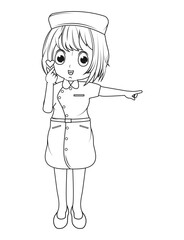 Coloring Little Nurse Cartoon