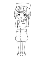 Coloring Little Nurse Cartoon