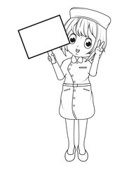 Coloring Little Nurse Cartoon