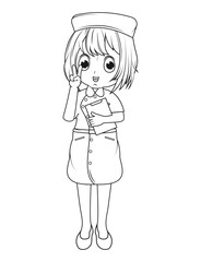 Coloring Little Nurse Cartoon