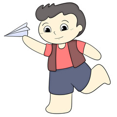 Boy with paper airplane