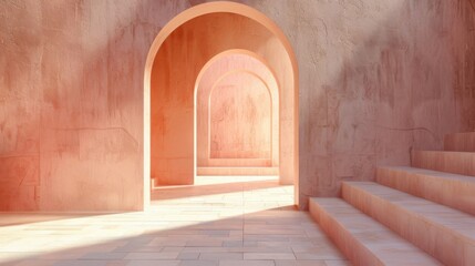 3D rendered arches and steps