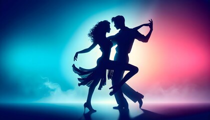 scenic view of a silhouette of a couple performing a dance
