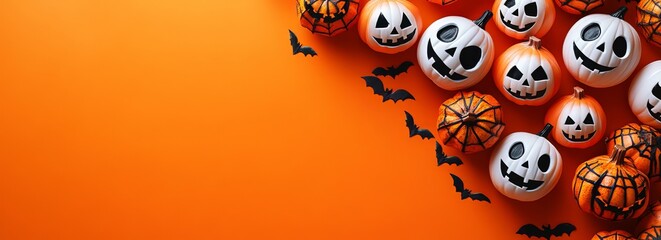 Halloween banner with empty copyspace for messaging and custom designs. Happy halloween celebration, Halloween day party, advertising and seasonal greeting card.