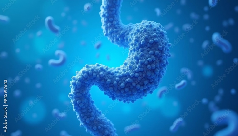 Aufkleber 3d rendering of a virus particle with a blue background