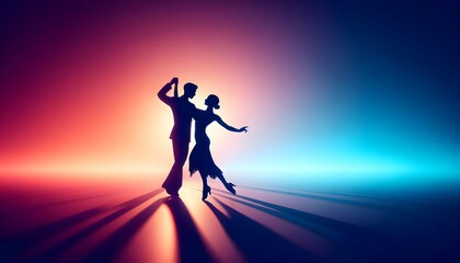 Obraz premium scenic view of a silhouette of a couple performing a dance