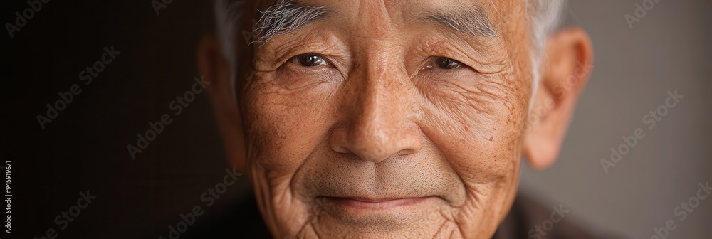 Poster this collection of portraits captures an elderly man's serene expressions, demonstrating the wisdom 