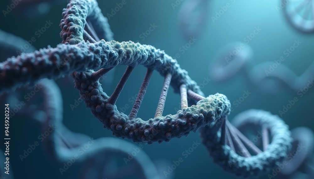 Poster unraveling the secrets of dna a 3d rendering of a double helix structure