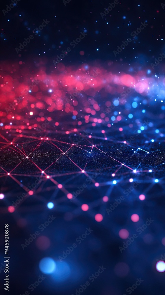 Sticker a vibrant abstract scene featuring interconnected lines and glowing dots, creating a dynamic, digita