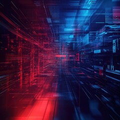 Fototapeta premium A vibrant abstract background combining red and blue lights, ideal for technology, digital art, or futuristic themes.