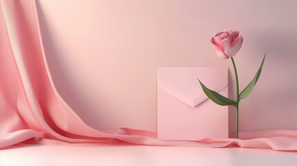 Fototapeta premium Cards of roses in a minimalist background for Valentine's Day