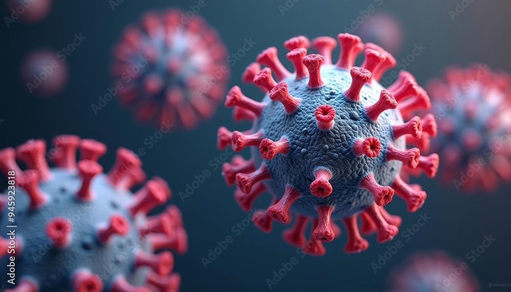 Poster viral threat a 3d rendering of a virus particle