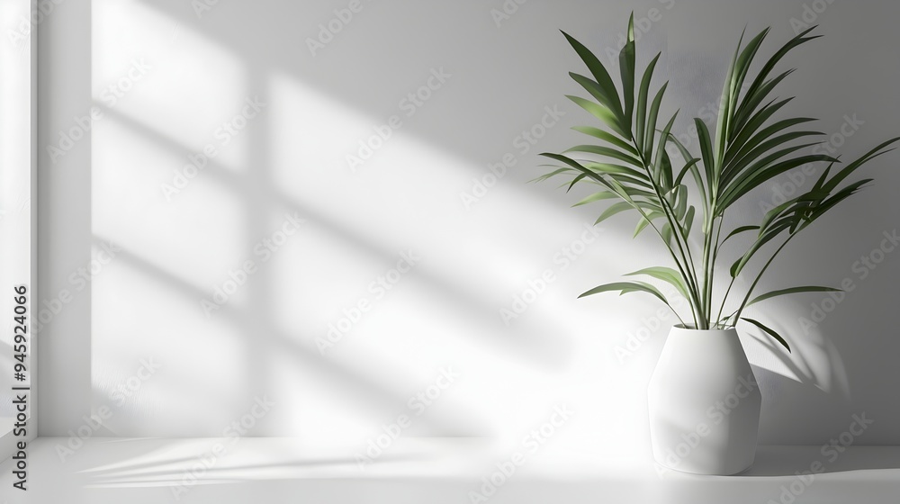 Poster minimalist white background with subtle gradient and soft shadows for modern product photography or