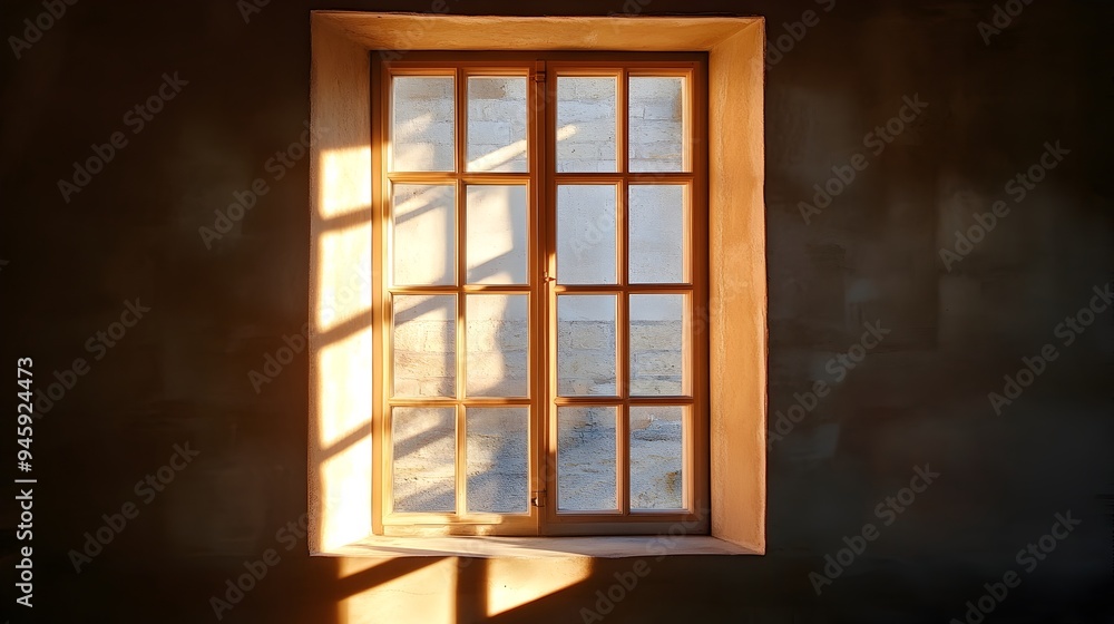 Poster a conceptual image of a window with light streaming through casting mesmerizing shadows and creating