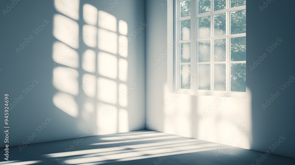 Poster luminous window casting elegant shadows a conceptual architectural image showcasing minimalist desig