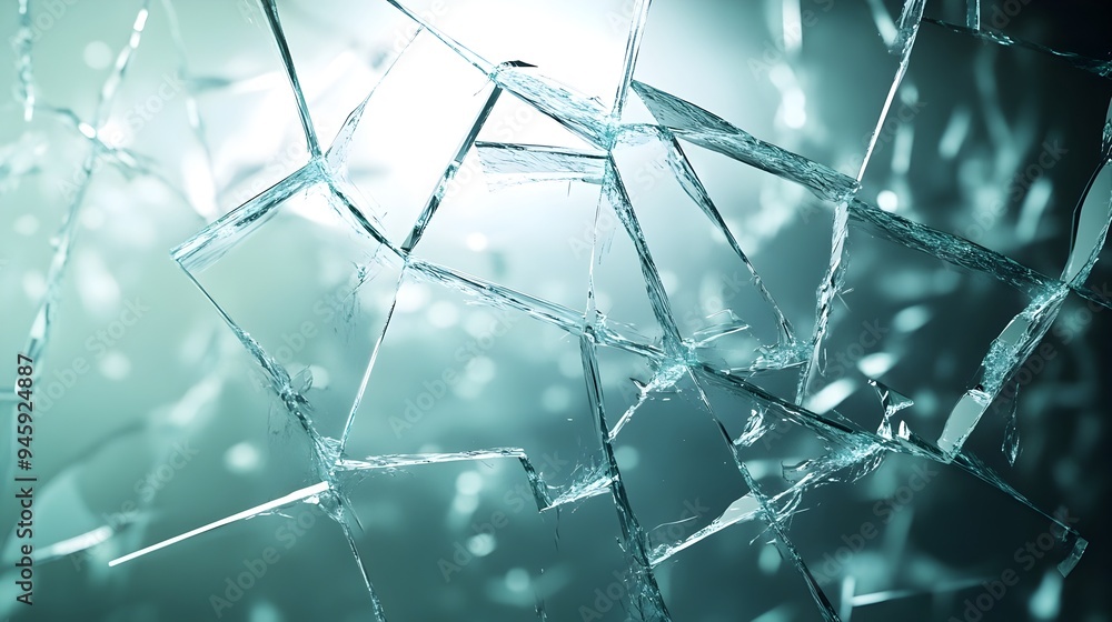 Poster conceptual image of a shattered window with the glass fragments arranged in a captivating geometric 