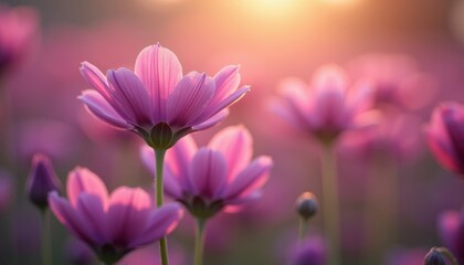 Fototapeta premium Blooming with Joy A Field of Pink Flowers