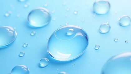 Clear droplets on a blue surface perfect for a fresh and clean vibe