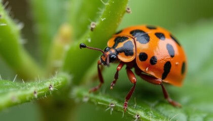 Fototapeta premium Vibrant Ladybug on a Thistle