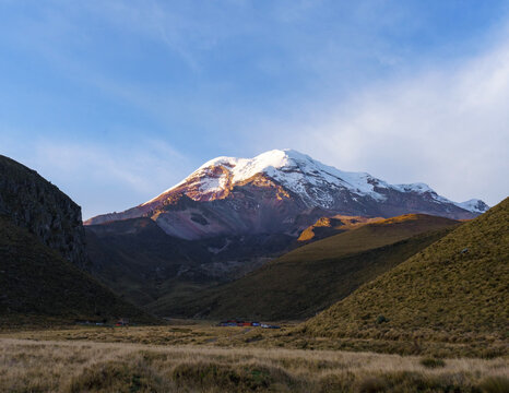chimborazo volcano with  white snow