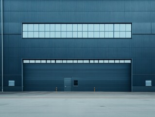 Obraz premium Modern metal and wood detailed garage door from the front