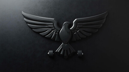A black eagle with wings spread wide.