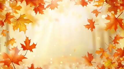 Fototapeta premium Colorful autumn leaves creating a warm atmosphere in a bright forest setting during a sunny afternoon