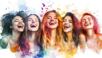 Happy Friends Watercolor.