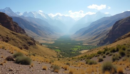Fototapeta premium Epic mountain vista with lush valley below